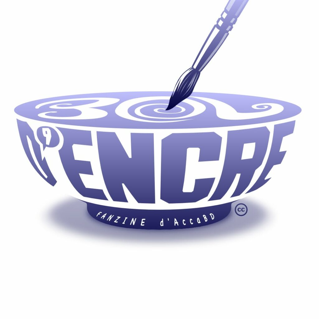 Logo Bol d’Encre conçu par François Lefeuvre : lettres formant un bol violet et pinceau plongeant dans l’encre.